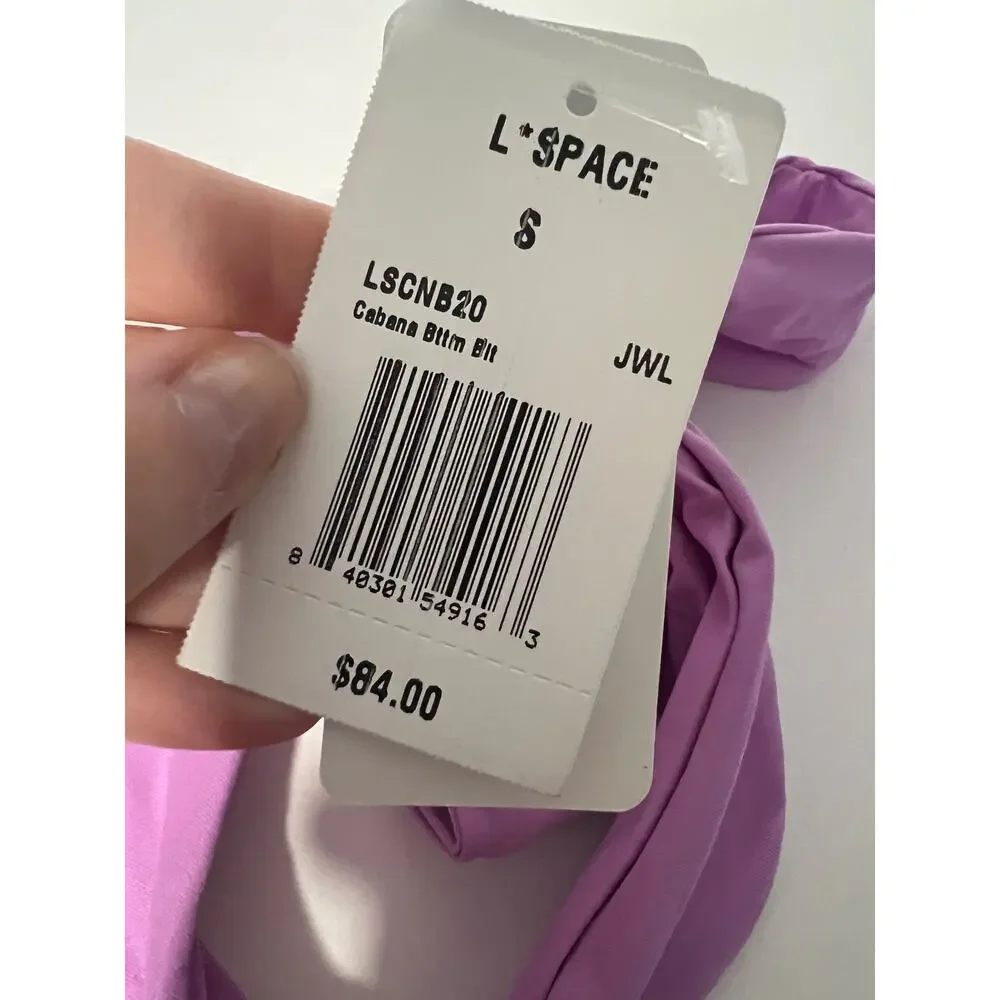 NWT L*Space Women's Cabana Bitsy Bikini Swim Bottom High Leg Jewel Purple Size S